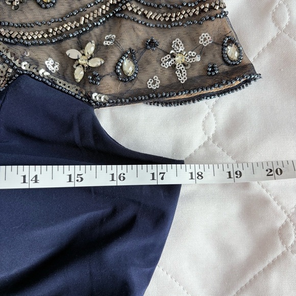 Betsy Adam Navy Embellished Shoulder Evening Gown - Picture 15 of 15